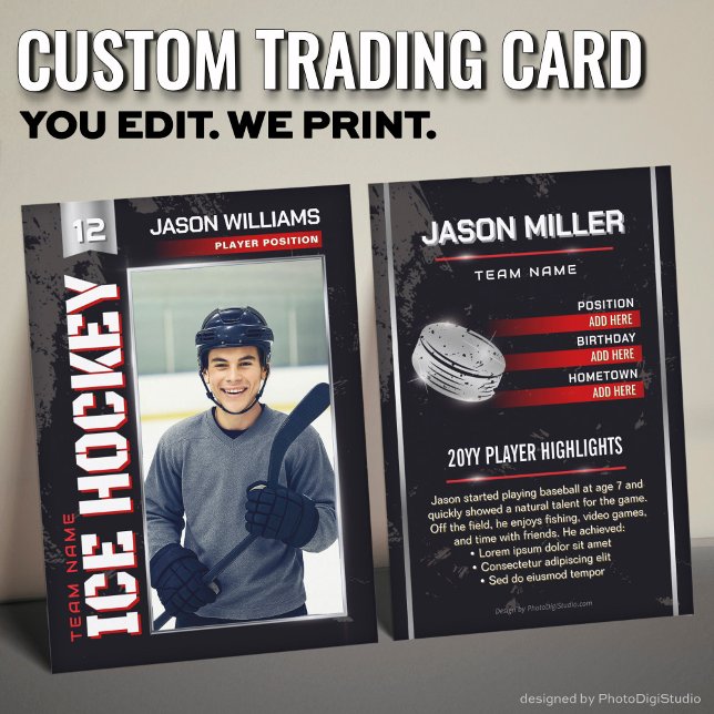 Carte D'appel Custom Hockey Trading Card, USA Power Player (Custom Hockey Trading Card, USA Power Player Card)