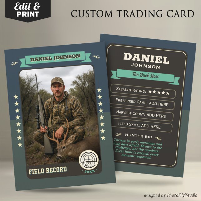 Carte D'appel Custom Hunter Trading Card, Hunting Gifts Hunter (Custom Hunter Trading Card, Hunting Gifts Hunter Card)