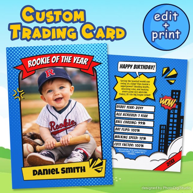 Carte D'appel Custom Rookie Trading Card, Fun Rookie of the Year (Custom Rookie Trading Card, Fun Rookie of the Year Card)