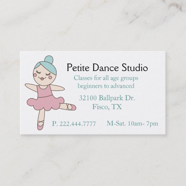 Carte D'appel Cute Dance Studio Personnalisé (Devant)
