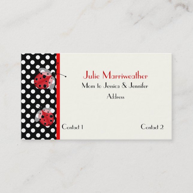 Carte D'appel Cute Polka Dot and Ladybug Mommy Card (Devant)
