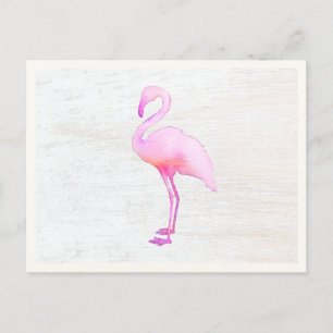 Carte d'appel de Flamant rose d'aquarelle rose