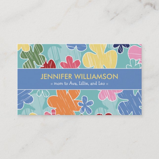 Carte d'appel de la maman Crayon Sketch (bleu) (Devant)