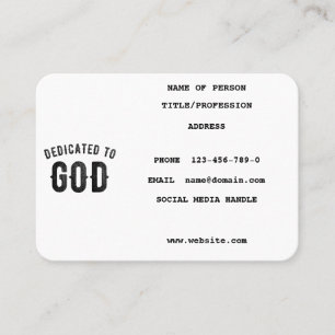 CARTE D'APPEL DÉDIÉ À DIEU COOL PERSONNALISABLE NOIR TEXTE