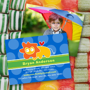Carte D'appel Dessin sympa Cartoon Lion Profil de l'enfant color