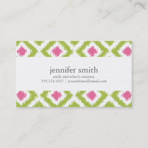 Carte D'appel Diamants rose Lime Vert Ikat Motif
