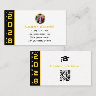 Carte D'appel Diplômé Code QR Noir Jaune Moderne Cérémonie de Re