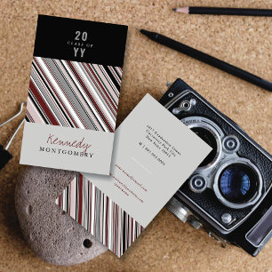 Carte D'appel Diplômé Moderne Élégant Prépa Brun Rayures en Pinc