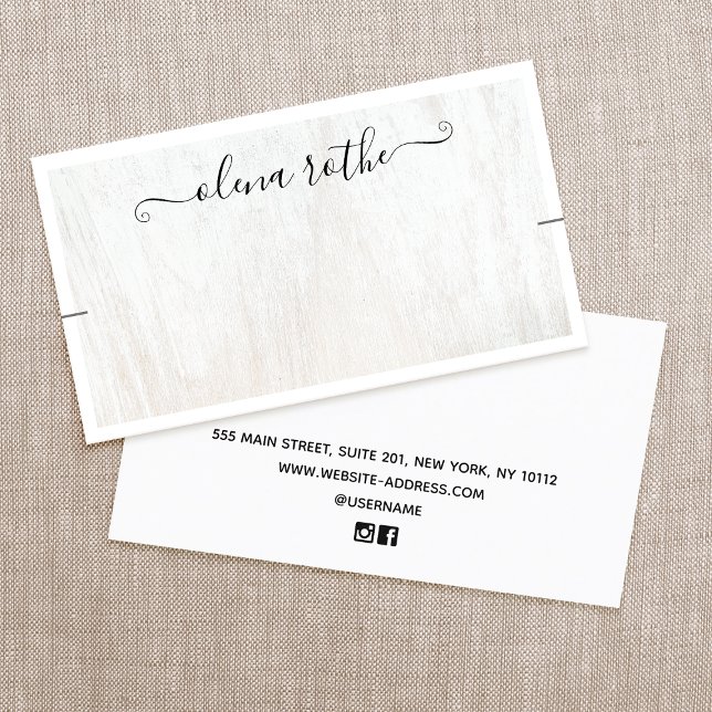 Carte D'appel Écran bracelet en bois blanc chic (Créateur téléchargé)