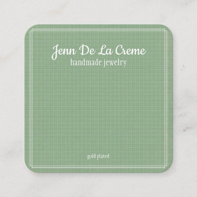 Carte D'appel Écran de bijoux vert à imprimé blanc (Devant)