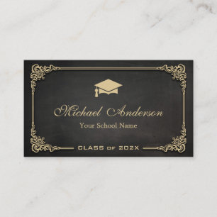 Carte D'appel Elegant Black Gold Class of Graduate Student