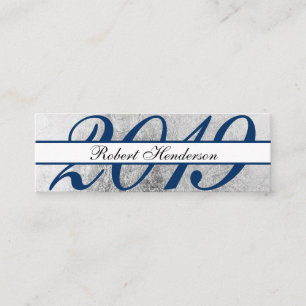 Carte D'appel Elégant bleu chic argent classique insert graduati