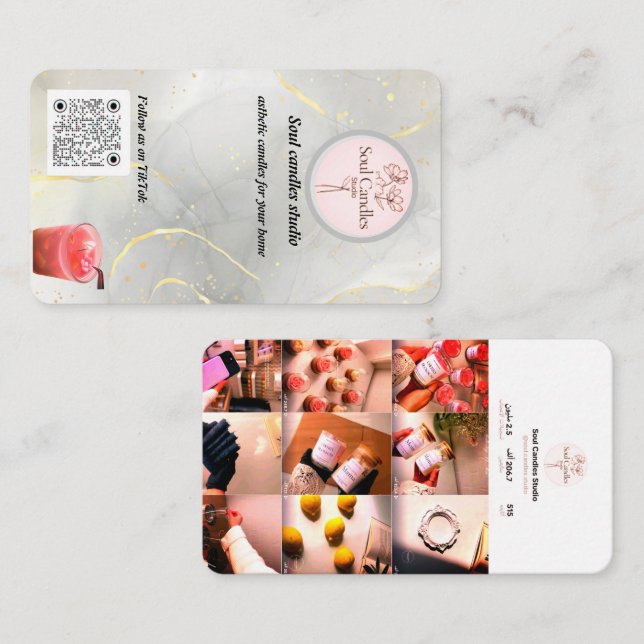 Carte D'appel Elegant Candle Business Card | Soul Candles Studio (Devant / Derrière)