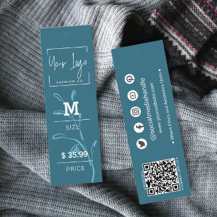 Carte D'appel Élégant Feuille Turquoise foncée QR Vêtements Bali