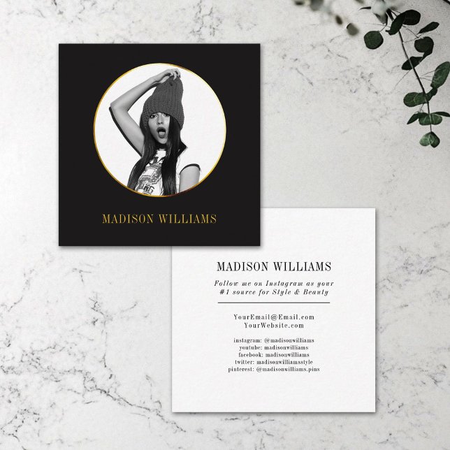 Carte D'appel Elegant Gold Bold Typographie Photo Médias sociaux (Créateur téléchargé)