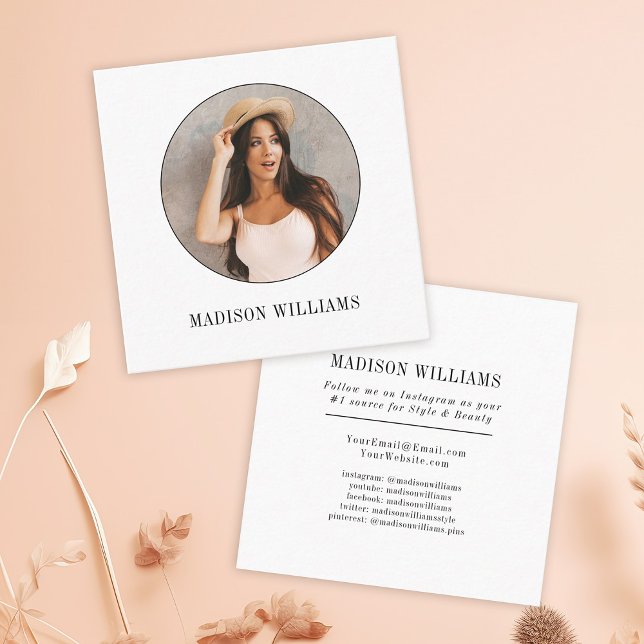 Carte D'appel Élégant Moderne Minimal Simple Photo Médias sociau (Créateur téléchargé)