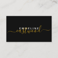Élégant Monogramme Minimal Chic Black Gold Script