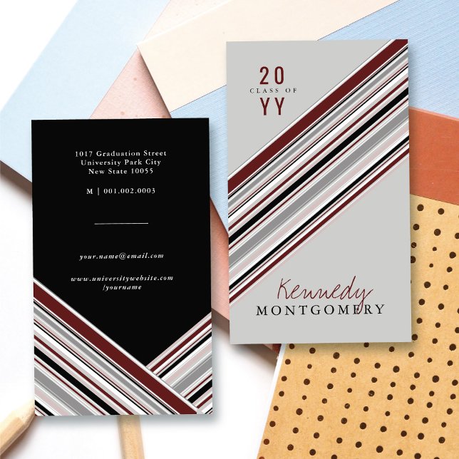 Carte D'appel Élégant Preppy Brown Pin Stripes Moderne Graduate (Stylish Preppy Brown Pin Stripes Modern Graduate's Calling / Name Card @ zazzle.com/color_therapy)