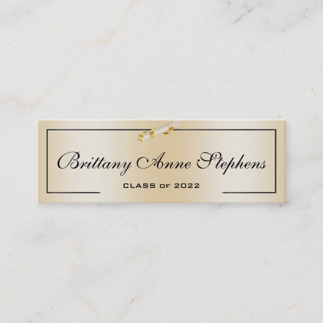 Carte D'appel Elegant Rose Gold Diploma Nom Card Insert (Devant)