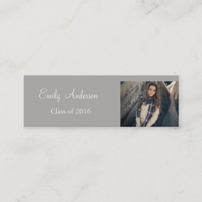 Carte D'appel Elégant Silver Graduation Name Card (Devant)