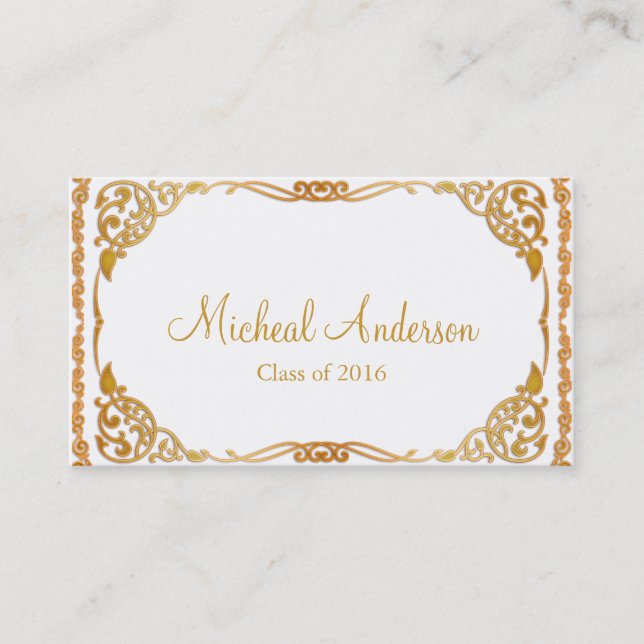 Carte D'appel Elégant Silver Graduation Name Card (Devant)