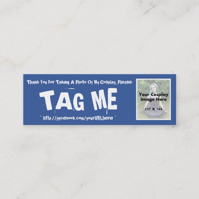 Carte D'appel Étiquetez mes photos de Cosplay sur Facebook (Devant)