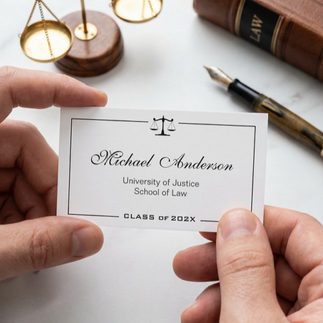 Carte D'appel Étudiant de l'école de droit noir et blanc simple (Créateur téléchargé)