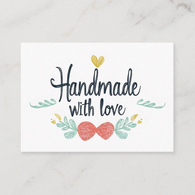 Carte D'appel Fabriqué à la main avec amour Mignon (Devant)