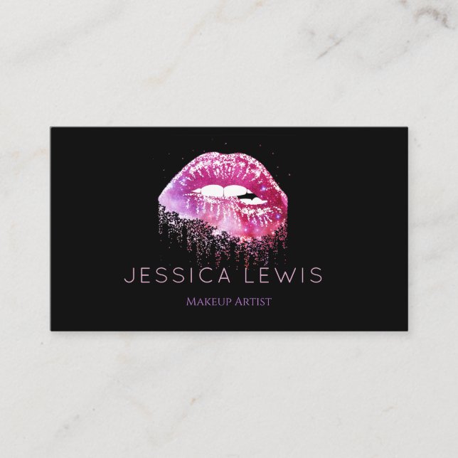 Carte D'appel Fashionable drip rose from ombre gold lips (Devant)