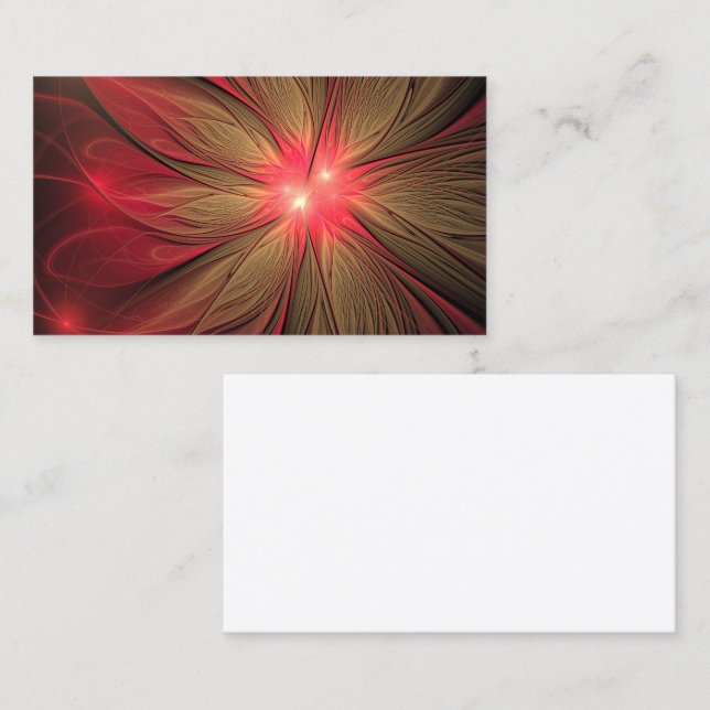 Carte D'appel Fleur fractale de fansy rouge (Devant / Derrière)