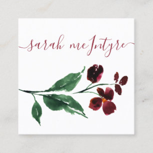 Carte D'appel Fleurs bordeaux d'aquarelle simples
