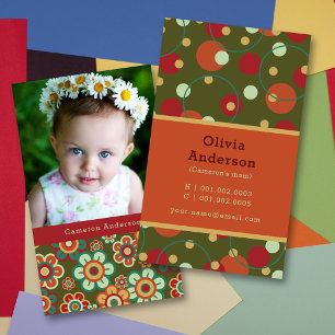 Carte D'appel Fleurs et points de la marguerite rétro Motif Phot