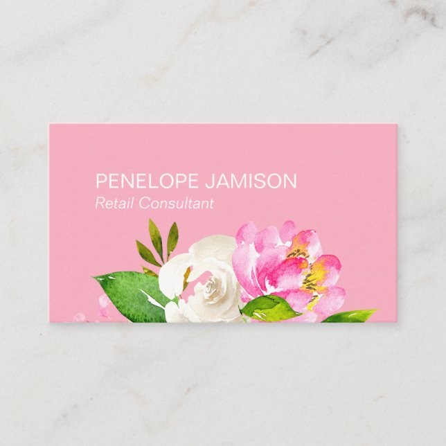 Carte D'appel Fleurs rose corail moderne  (Devant)