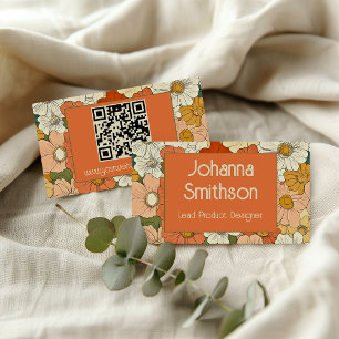 Carte d'appel Florale Retro Orange Groove