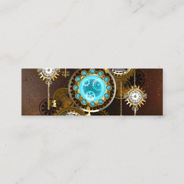 Carte D'appel Fond rouillé Steampunk avec verres turquoise (Devant)