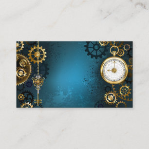 Carte D'appel Fond turquoise Steampun avec engrenages