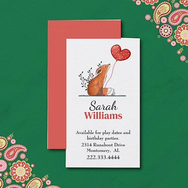 Carte d'appel Fox avec Balloon Children (Créateur téléchargé)