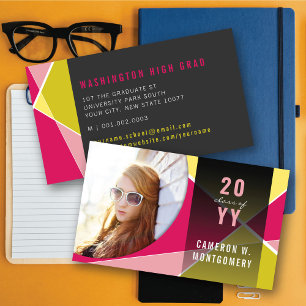 Carte D'appel Fuchsia Lignes Géométriques Élégantes Photo Diplôm