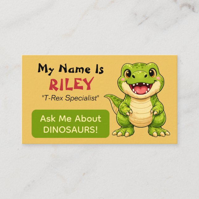 Carte D'appel Fun Personalized Kids Dinosaur Theme  (Devant)