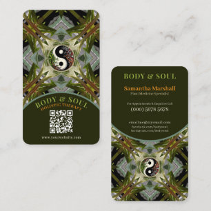 Carte D'appel Géométrie Verte Plante Médecine Yin Yang Holistiqu