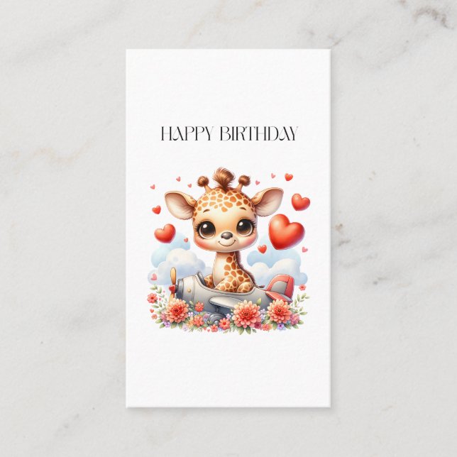 Carte D'appel Girafe Avion Anniversaire (Devant)