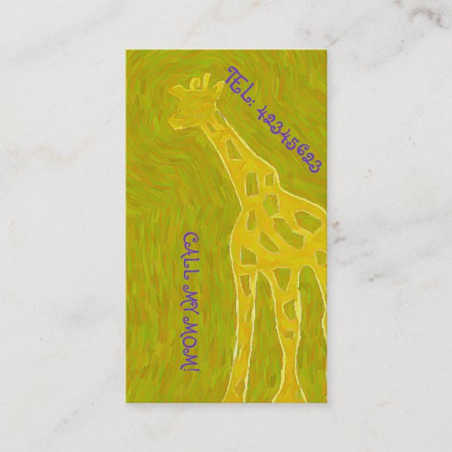 Carte D'appel Girafe DORÉE (Devant)