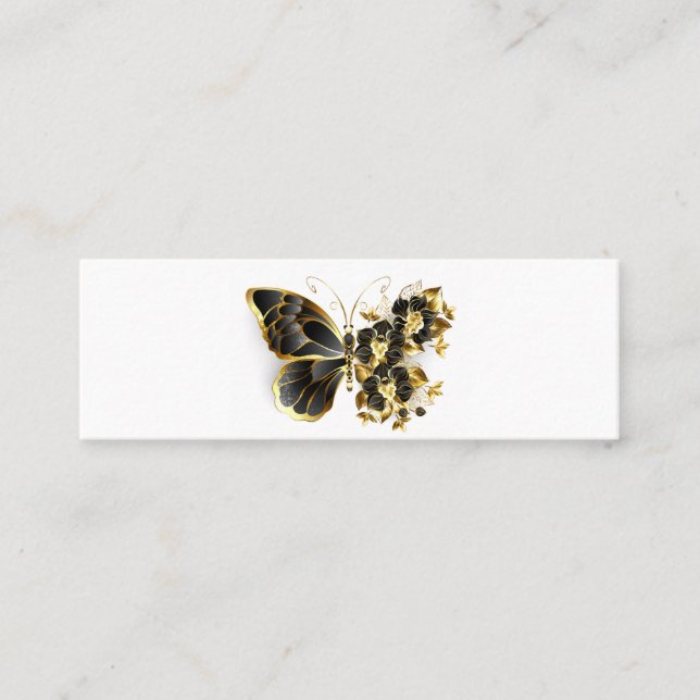 Carte D'appel Gold flower Butterfly with Black Orchid (Devant)