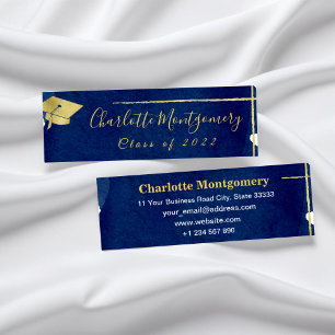 Carte D'appel Gold Foil Blue Abstrait Graduation Name Card