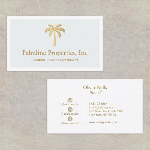 Carte D'appel Gold Palm Tree Beach Front Immobilier Appelant Ca