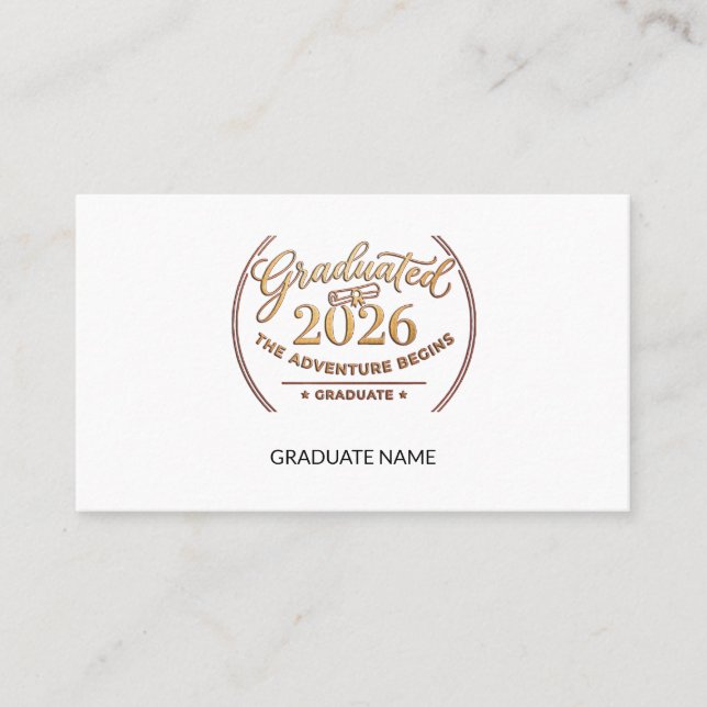 Carte D'appel Graduation 2026 Gold Foil Note Card / Tarjeta  (Devant)