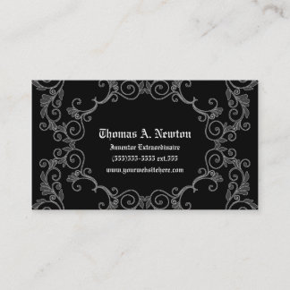 Carte d'appel Gray Damask Carte de visite gothique
