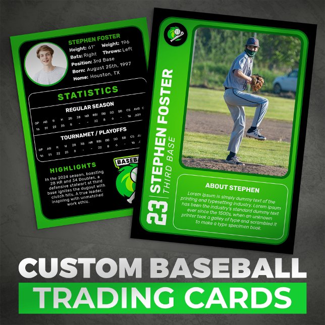 Carte D'appel Green Baseball Trading Card Joueur de baseball cad (Créateur téléchargé)