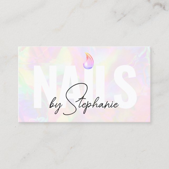 Carte D'appel Holographique Polonais Artiste à ongles QR Code Be (Devant)