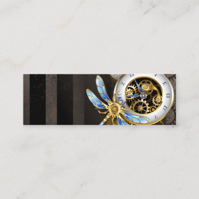 Carte D'appel Horloge à vapeur avec libellule mécanique (Devant)